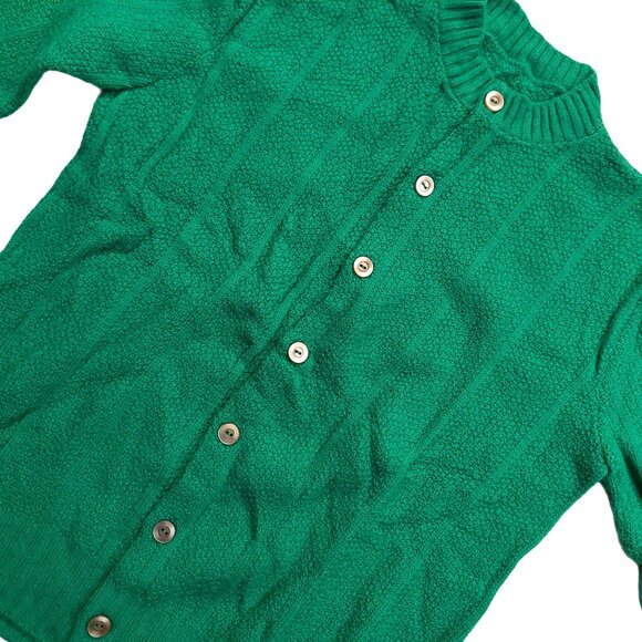 Vintage 1940s-1950s Dark Kelly Green Long Sleeve Knit Cardigan Sweater - Picture 5 of 8